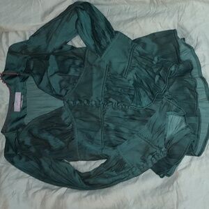 Anthropologie Deep Green Silky Blouse